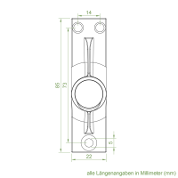 Geiger Gelenklager 45°- G031 | Grundplatte 22 x 85 mm | Kurbelzapfen 11,9 mm | 7 mm Sechskant - Länge 300 mm