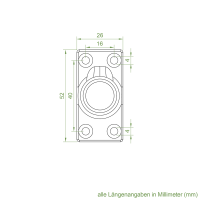Geiger Gelenklager 45°- G098 | KS Grundplatte 26 x 52 mm | Kurbelzapfen 11,9 mm | 6 mm Vierkant - Länge 300 mm