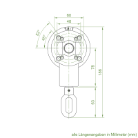 Geiger Markisengetriebe MKG 136 | 7,8:1 | blank | für 70 mm Nutrohr | Zinköse | mit Endanschlag
