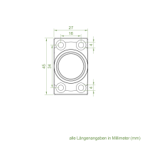 Geiger Gelenklager 45°- G049 | Grundplatte 27 x 45 mm | Kurbelzapfen 11,9 mm | 6 mm Sechskant - Länge 300 mm