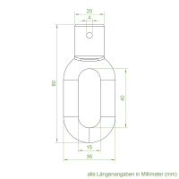 Geiger Öse für Markisengetriebe ZD 154 | Oval | Innenbohrung 15 mm rund | Querbohrung 4 mm
