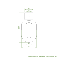 Geiger Ovale Öse aus Zinkdruckguss | Innenbohrung 12 mm rund | Querbohrung 4 mm
