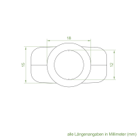 Geiger Ovale Öse aus Zinkdruckguss | Innenbohrung 12 mm rund | Querbohrung 4 mm