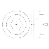 Technische Zeichnung der Gurtscheibe mit 190 mm Durchmesser aus Metall.
