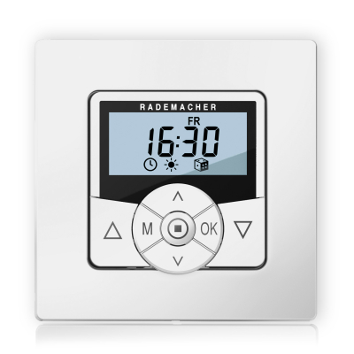 Rademacher Zeitschaltuhr Troll Comfort 5625 mit Rahmen in ultraweiß.