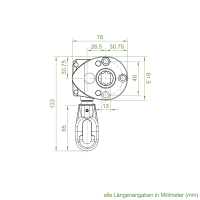 Geiger Markisengetriebe MSG 214 | 9:1  | schwarz | 13 mm Innenvierkant | ovale Kunststofföse | A = 41 mm