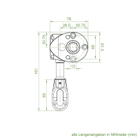 Geiger Markisengetriebe MSG 215 | 9:1 | schwarz | 13 mm Innenvierkant | ovale Kunststofföse | A = 68,5 mm