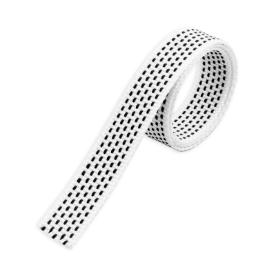 Rolladengurt mit einer Gurtbreite von 14 mm in schwarz-weiß.