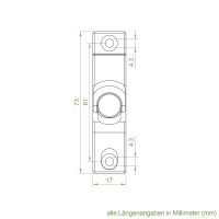 Geiger Gelenklager 45°- G104 | Grundplatte 17 x 73 mm | Kurbelzapfen 9,9 mm | 6 mm Sechskant - Länge 500 mm