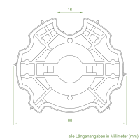 Geiger Rohrmotor Adapter- Mitnehmer | Rundnut- Welle 70 mm | MHZ, PVG, F.I.T.E.SOL, Welser, Mitjavila