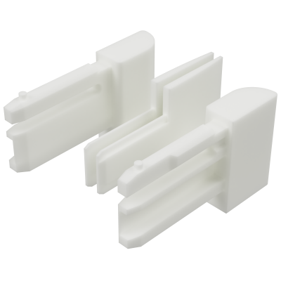 Abbildung des linken und rechten maxi Einlauftrichter mit den Maßen 40,4 x 33 mm, in der Farbe transparent.