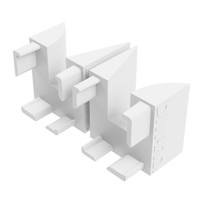 Abbildung des linken und rechten Einlauftrichter in den Maßen 50 x 50 mm, in der Farbe weiß.