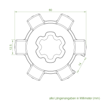 Set 7/R | Becker Adapter-Set für Nutwelle 63 N | Alu Druckguss | für Becker Antriebe Serie R