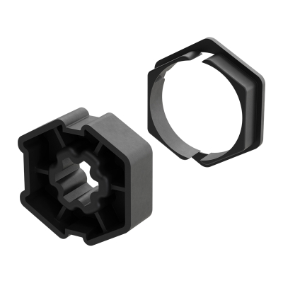 Technische Zeichnung von Adapter und Mitnehmer für Sechskantwelle B 60.