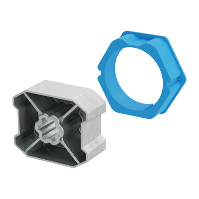 Technische Zeichnung von Adapter und Mitnehmer für Sechskantwelle B 85.