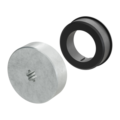 Technische Zeichnung von Adapter und Mitnehmer für Rundrohr Ø 98 mm.
