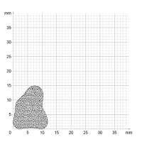 Maßstabgetreuer Profilquerschnitt der Moosgummidichtung MG002 auf Millimeterpapier.