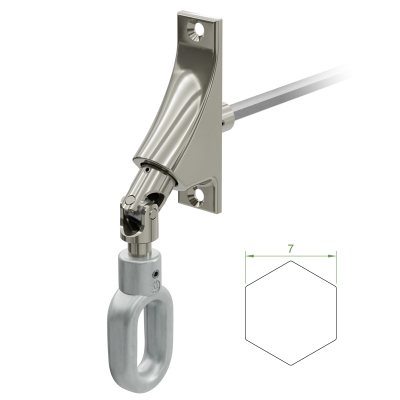 Geiger Gelenklager 90° - G118 | NHK | Grundplatte 22 x 85 mm | Zinköse | 7 mm Sechskant - Länge 300 mm