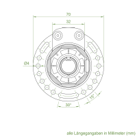 Geiger Kegelradgetriebe K127 | Untersetzung 3:1 | Freilauf rechts | 6mm Vierkant | für SW 40 | m. Anschlag
