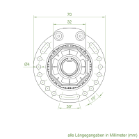 Geiger Kegelradgetriebe K128 | Untersetzung 3:1 | Freilauf links | 6mm Vierkant | für SW 40 | m. Anschlag