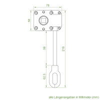 Geiger Schneckengetriebe 7:1 | ohne Bund | verlängerte Öse 126,5 mm