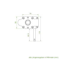 Geiger Markisengetriebe MSG 221 |  7:1 | blank | 13 mm Innenvierkant | ohne Öse | mit Endanschlag | ohne Bund