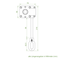 Geiger Markisengetriebe MSG  223 | 7:1 | blank | 13 mm Innenvierkant | mit Endanschlag | verl. Zinköse | ohne Bund
