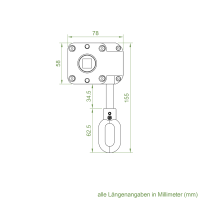 Geiger Schneckengetriebe 7:1 | mit Bund | o. AB | verlängerte Öse | blank
