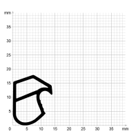 Maßstabgetreuer Profilquerschnitt der Stahlzargendichtung SZ125 auf Millimeterpapier.