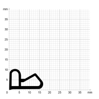 Maßstabgetreuer Profilquerschnitt auf Millimeterpapier der Stahlzargendichtung SZ017.