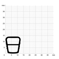 Maßstabgetreuer Profilquerschnitt der Stahlzargendichtung SZ159 auf Millimeterpapier.