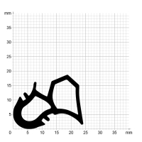 Maßstabgetreuer Profilquerschnitt der Stahlzargendichtung SZ239 auf Millimeterpapier.