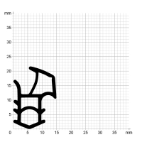 Maßstabgetreuer Profilquerschnitt der Stahlzargendichtung SZ335 auf Millimeterpapier.