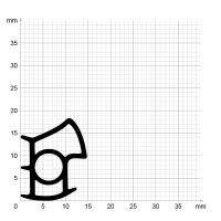 Maßstabgetreuer Profilquerschnitt der Stahlzargendichtung SZ308 auf Millimeterpapier.