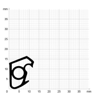 Maßstabgetreuer Profilquerschnitt auf Millimeterpapier der Stahlzargendichtung SZ020.