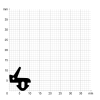 Maßstabgetreuer Profilquerschnitt der Lippendichtung LP412 auf Millimeterpapier.