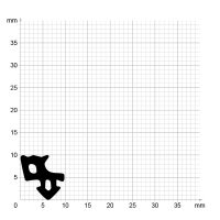 Maßstabgetreuer Profilquerschnitt der Lippendichtung LP427 auf Millimeterpapier.