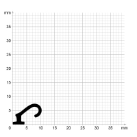 Maßstabgetreuer Profilquerschnitt der Lippendichtung LP477 auf Millimeterpapier.