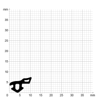 Maßstabgetreuer Profilquerschnitt der Lippendichtung LP295 auf Millimeterpapier.