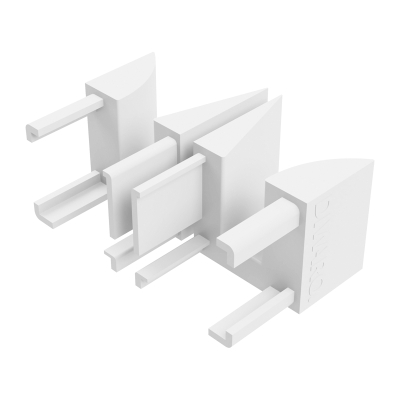 Abbildung des linken und rechten Einlauftrichter in den Maßen 47 x 43 mm, in der Farbe weiß.