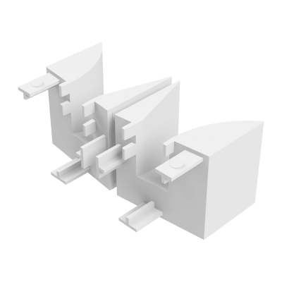 Abbildung des linken und rechten Einlauftrichter in den Maßen 45 x 40 mm, in der Farbe weiß.