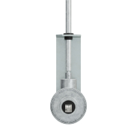 Geiger Schwimmbadgetriebe SBG07 |  4,4:1 | Abtrieb 15 mm | Zapfen 15 x 78 mm Niro | Kurbel montiert | Getriebehalter verzinkt