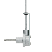 Geiger Schwimmbadgetriebe SBG07 |  4,4:1 | Abtrieb 15 mm | Zapfen 15 x 78 mm Niro | Kurbel montiert | Getriebehalter verzinkt
