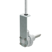 Geiger Schwimmbadgetriebe SBG07 |  4,4:1 | Abtrieb 15 mm | Zapfen 15 x 78 mm Niro | Kurbel montiert | Getriebehalter verzinkt