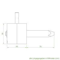 Geiger Schwimmbadgetriebe SBG09 | 7:1 | Abtrieb 13,1 mm | Zapfen 15 x 74,5 mm Niro | Kurbel montiert | Getriebehalter verzinkt