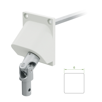 Geiger Versatz - Gelenklager 90° - G122 | Grundplatte 53 x 65 mm | Rechts | Kurbelzapfen 11,9 mm | 6 mm Vierkant 300 mm