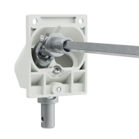 Geiger Versatz - Gelenklager 90° - G123 | Grundplatte 53 x 65 mm | Links | Kurbelzapfen 11,9 mm | 6 mm Vierkant 300 mm