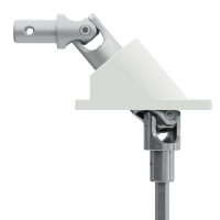 Geiger Versatz - Gelenklager 90° - G120 | Grundplatte 53 x 65 mm | Links | Kurbelzapfen 11,9 mm | 6 mm Sechskant - Länge 300 mm