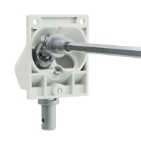 Geiger Versatz - Gelenklager 90° - G120 | Grundplatte 53 x 65 mm | Links | Kurbelzapfen 11,9 mm | 6 mm Sechskant - Länge 300 mm
