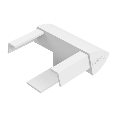 Abbildung des mittig platzierten Einlauftrichter mit den Maßen 77 x 37 mm, in der Farbe weiß.